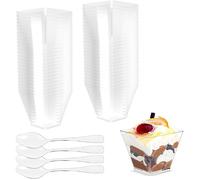 50 coupes dessert 2oz/60ml avec cuillères plastique transparent réutilisables