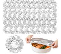 50 Couvercles Alimentaires Réutilisables en Aluminium 110°C | 50 couvercles isolants en feuille d’aluminium 110°C,film alimentaire élastique 20 cm pour bols,assiettes, plats et récipients