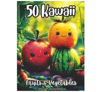 50 Cute Kawaii Fruits & Vegetables: Fun Japanese style coloring book for kids.: Smiling Fruits and Happy Vegetables to Color and Enjoy!