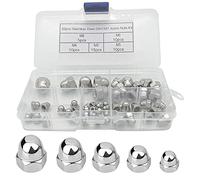 50 Écrous Borgnes en Forme de Kit, en Acier Inoxydable Dôme Écrous Hexagonaux, M3, M4, M5, M6, M8, avec Boîte de Rangement
