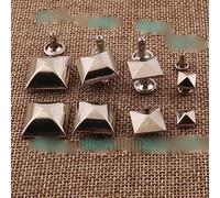 50 ensembles de rivets à double capuchon 17 mm / 15 mm / 12 mm / 7 mm Argent Carré Double Cap Studs Cuir Craft Rivet Fastener Snaps Prong Studs-15mmX11MM