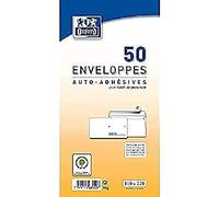 Oxford Enveloppes DL 110 x 220 mm blanches – bande siliconée – 80 g – 50 pièces