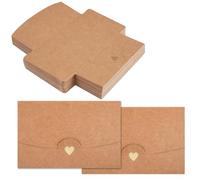 50 Enveloppes Cadeau avec Boucle en Forme de Cœur, Mini Enveloppe Kraft, Petite Enveloppe Mariage, Enveloppes en Papier Kraft pour Les Invitations,Les Mariages,Les Cartes-Cadeaux DIY,La Saint-Valentin