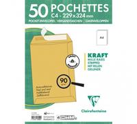 50 Enveloppes - Kraft Brun - C4 229x324mm - Auto-Adhésive - Clairefontaine