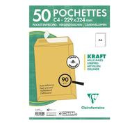 50 enveloppes - Kraft brun - C4 229x324mm - Auto-adhésive - Clairefontaine