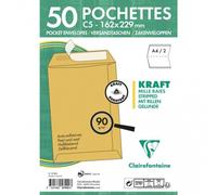 50 Enveloppes - Kraft Brun - C5 162x229mm - Auto-Adhésive - Clairefontaine