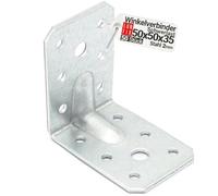 50 Equerre metal renforcées 50x50x35x2 mm, connecteurs bois galvanisés avec nervure, équerre support d'angle droit perforée pour menuiserie, fixation meuble, clôture, construction bois