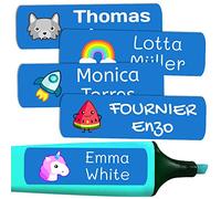 50 étiquettes adhésives personnalisées, 6 x 2 cm, pour le marquage d'objets, livres, boîtes à lunch, etc. Couleur Bleu Foncé