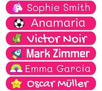 50 Étiquettes prénom personnalisées pour enfants. Autocollants pour marquer école, crèche, livres, jouets, tupperware. Étiquettes imperméables 6x1 cm