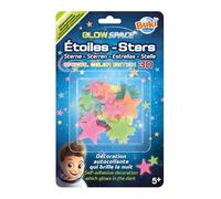 Buki France 50 Étoiles Phosphorescentes à Coller - Brillent Jusqu’à 1h Après 1 Min de Lumière - Déco Mur ou Plafond Chambre Enfant - Dès 5 Ans, Multicolores