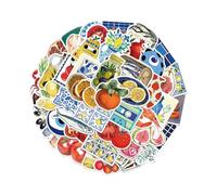 50 Feuilles Autocollant Esthétique Scrapbooking Stationerner Secal Méditerranée Tomate Pour L'ordinateur Portable Du Téléphone