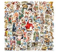 50 feuilles d'autocollants de graffiti animal vintage, autocollants non répétitifs pour bagages de voyage, tasse isolée, étui de téléphone, carnet Taille UniquePapetier