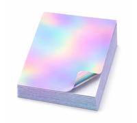 50 feuilles d'autocollants holographiques imprimables en vinyle imperméable | Feuilles d'autocollants en vinyle résistant aux déchirures pour imprimante à jet d'encre ou laser, 21,6 x 27,9 cm