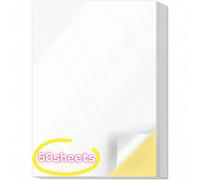 50 feuilles de papier autocollant imprimable, "30*20cm" A4 avec dos autocollant pour l'artisanat, le scrapbooking et l'imprimante à jet d'encre, blanc mat, retour à l'école 50 pièces,A5Papetier