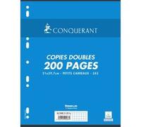 Conquérant Copies Doubles perforées A4 200 pages 70 g petits carreaux 5 x 5
