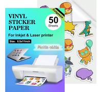50 feuilles papier autocollant vinyle blanc mat A4, papier autocollant vinyle imperméable, pour imprimante à jet d'encre - autocollants DIY feuilles A450,A4 10 feuilles,feuilles A420,feuilles A4100Pol