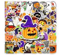 50 Feuilles Stickers Halloween Enfant, pour Decoration Halloween à l'intérieur, pour Filles et Garçons Valises, Skateboards, Ordinateurs Portables, Vélos, Bricolage,chambre à coucher, salle de bain