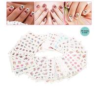 50 fleurs mixtes papillon dessin animé ongles autocollant transfert d'eau transfert autocollant bricolage(BLE)