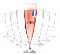 50 flûtes à champagne luxe 13,5 cl transparentes, rigides et lavables | Fabriquées en France, solides et élégantes, idéales pour mariage, réception, anniversaire, Nouvel An et vin d'honneur