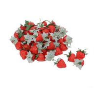 50 fraises artificielles avec tiges vertes pour décoration murale, décoration sur le thème de la chambre d'enfant et création de contenu de style de vie