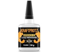 50 g 3D DRUCK Sekundenkleber extra stark - Inkl. Anti-Austrocknung-Spitze - KRAFTPROTZ - Dünnflüssiger Superkleber - Wasserfest - PLA-Kleber, ABS-Kleber, PETG-Kleber & TPU-Kleber