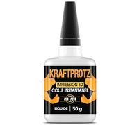 50 g de colle instantanée 3D DRUCK extra forte | Pointe anti-dessèchement incluse | KRAFTPROTZ | Super colle liquide | Résistant à l'eau | Colle PLA, colle ABS, colle PETG & colle TPU