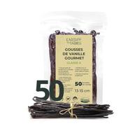 50 Gousse de Vanille Charnue, 16-18cm Vanille Gousse Souple, Idéal Pour Extrait de vanille Liquide, Poudre, Cuisine, Gourmet Grade A Vanilla Beans bulk 200g, Emballée sous vide