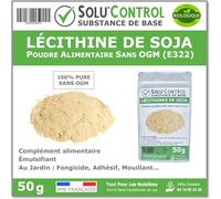 50 gr de Lécithine de Soja sans OGM en sachet refermable - Substance de Base - Complément Alimentaire - Émulsifiante - Jardin : Fongicide - adhésive - mouillante - amplificatrice