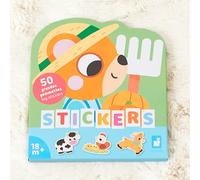 Janod - 50 Grandes Gommettes pour Enfants Dès 18 Mois - Format 7x8cm - Stickers Autocollants Thème Animaux de la Ferme - Pré-découpées pour Faciliter la Préhension - Développement Créativité - J09188