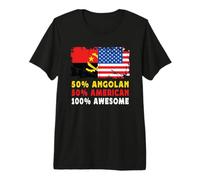 50% Half Angolan Half American 100% Awesome Angola Flag T-Shirt Haut de Gamme