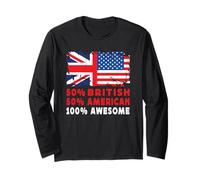 50% Half British Half American 100% Awesome UK Flag Manche Longue
