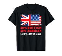 50% Half British Half American 100% Awesome UK Flag T-Shirt