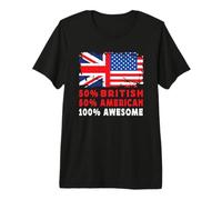 50% Half British Half American 100% Awesome UK Flag T-Shirt Haut de Gamme