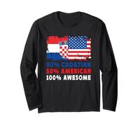 50% Half Croatian Half American 100% Awesome Croatia Flag Manche Longue