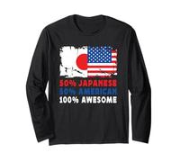 50% Half Japanese Half American 100% Awesome Japan Flag Manche Longue