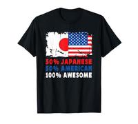 50% Half Japanese Half American 100% Awesome Japan Flag T-Shirt