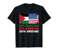 50% Half Palestinian American 100% Awesome Palestine Flag T-Shirt