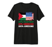 50% Half Palestinian American 100% Awesome Palestine Flag T-Shirt Haut de Gamme