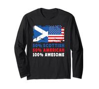 50% Half Scottish Half American 100% Awesome Scotland Flag Manche Longue