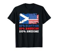50% Half Scottish Half American 100% Awesome Scotland Flag T-Shirt