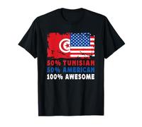 50% Half Tunisian Half American 100% Awesome Tunisia Flag T-Shirt