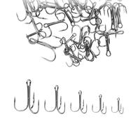 50 Hameçons Triple de Pêche, Hameçon Peche Mer Taille 4, Drillinge Angelhaken en Acier au Carbone, Anti-Rouille, UV, pour Eau Douce et Salée, Tailles 2/4/6/8/10, Solides à Triple Barbelé