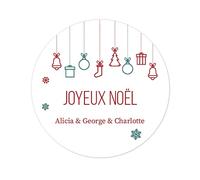 50 Joyeux Noël PERSONNALISÉS Autocollants, Étiquettes 40mm classiques Joyeuses Fêtes Stickers pour l'emballage cadeau/cartes/enveloppe- Rd 210 (005 Ornements de Noël vert rouge)