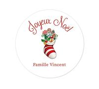 50 Joyeux Noël PERSONNALISÉS Autocollants, Étiquettes 40mm classiques Joyeuses Fêtes Stickers pour l'emballage cadeau/cartes/enveloppe- Rd 210 (007 les chaussettes de Noël)