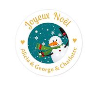 50 Joyeux Noël PERSONNALISÉS Autocollants, Étiquettes 40mm classiques Joyeuses Fêtes Stickers pour l'emballage cadeau/cartes/enveloppe- Rd 210 (009 Bonhomme de neige à Scraf)