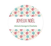 50 Joyeux Noël PERSONNALISÉS Autocollants, Étiquettes 40mm classiques Joyeuses Fêtes Stickers pour l'emballage cadeau/cartes/enveloppe- Rd 210 (006 Flocon de neige rouge vert)