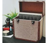 50 LP Record Storage Carry Case-GREY FABRIC