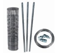 50 m clôture de protection contre la faune sauvage, clôture forestière, grillage noué 160/15/15+ poteaux + fil de tension