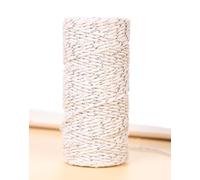 50 m de ficelle blanche et argentée, 1,5 mm de ficelle de boulangerie, en coton, pour bricolage, artisanat, décoration de Noël