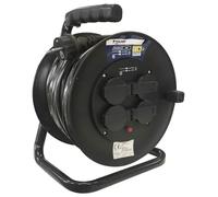 50 m Extensible enroulable 4T avec couvercles 3 x 1,5 mm 3600 W